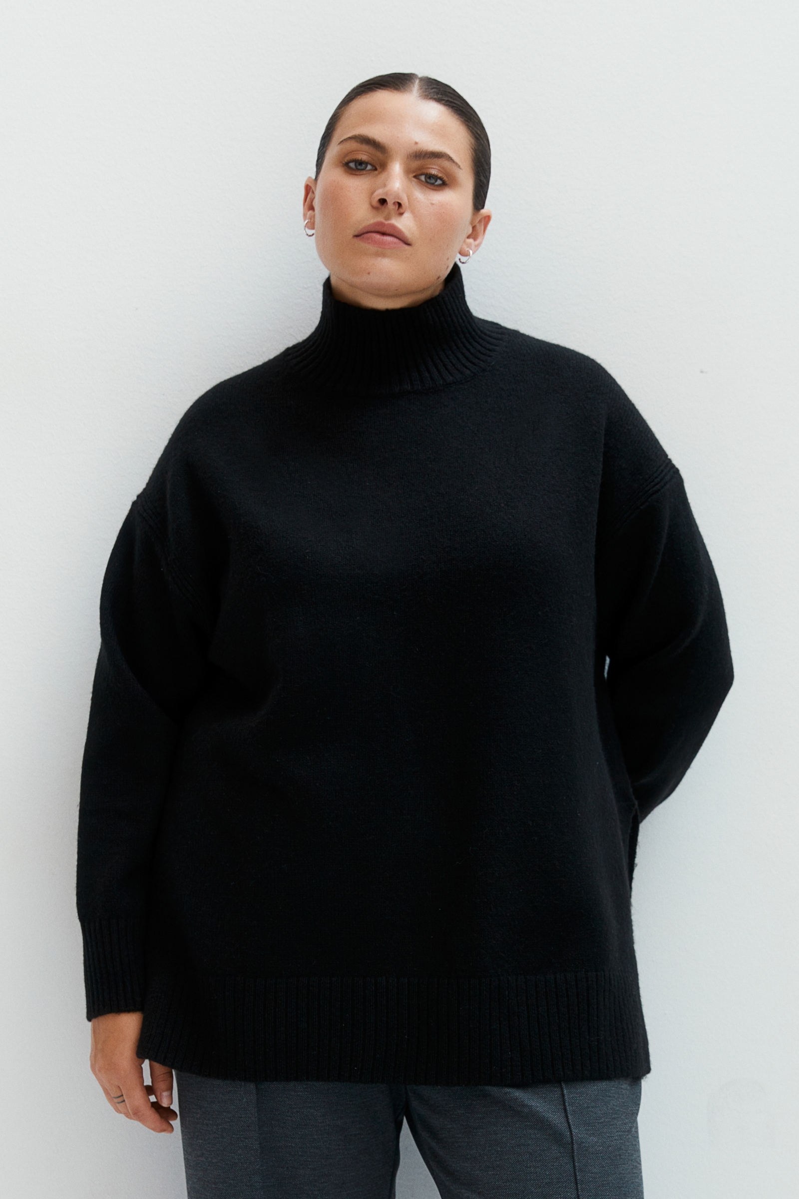 Comprar Jersey de moda oversize amplio Negro Jersey-suéter corto