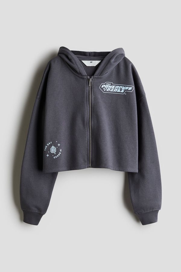 Chaqueta sudadera cropped con motivo