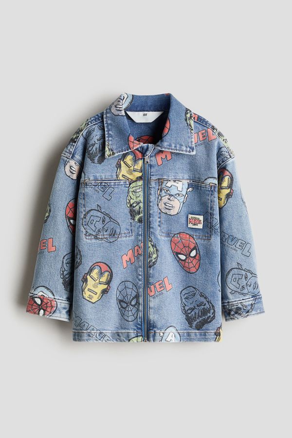 Printed denim overshirt