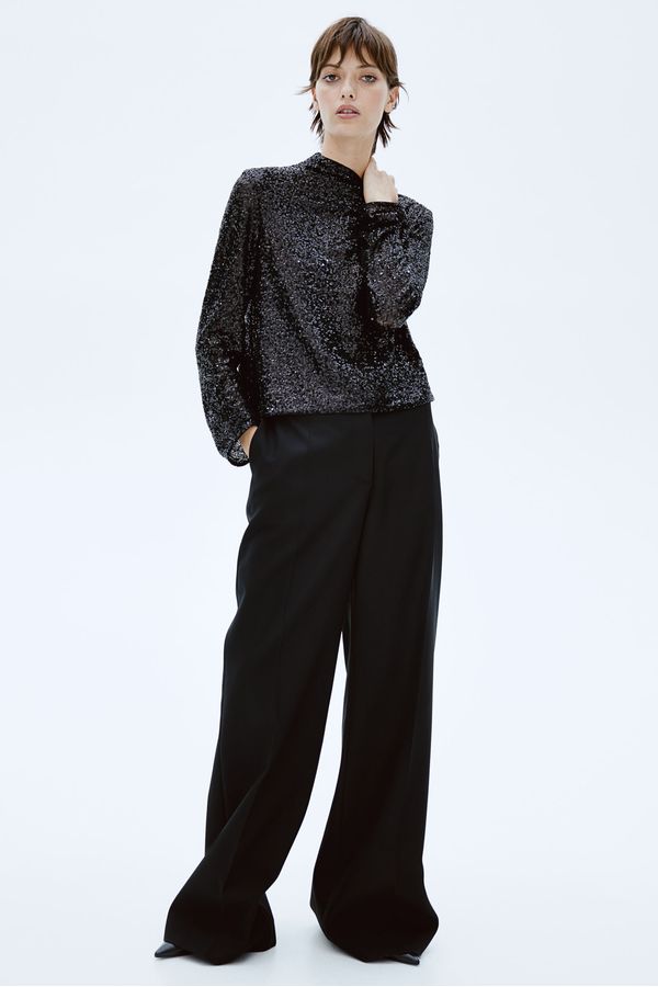 Sequined turtleneck top