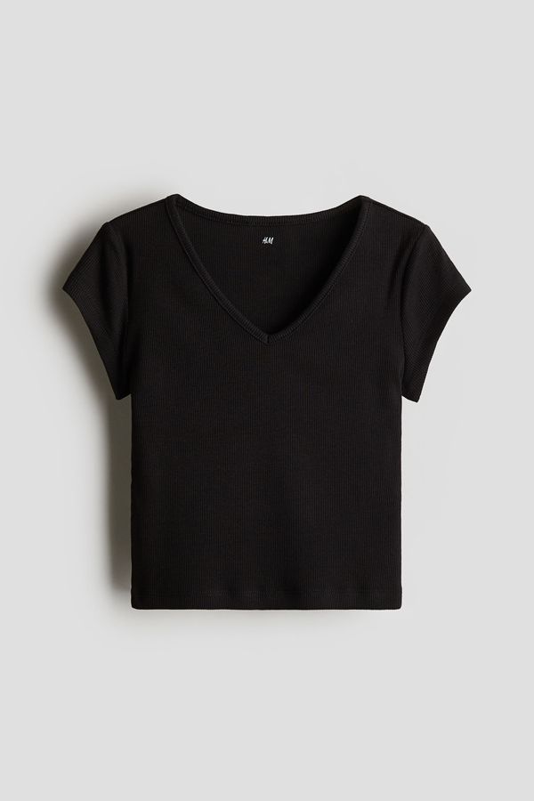 Camiseta en punto de algodón acanalado