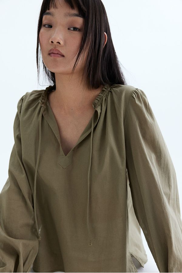 Blusa de algodón con lazadas