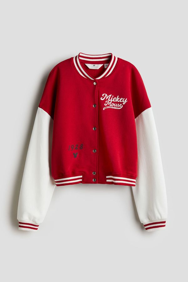 Chaqueta de béisbol estampada en tejido sudadera