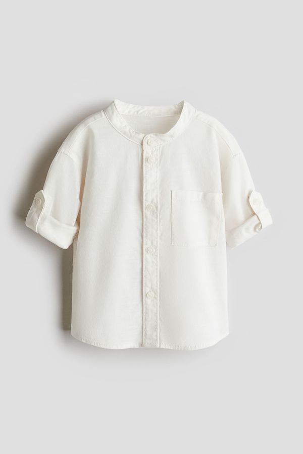 Camisa de algodón con cuello mao