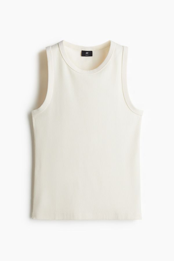 Camiseta sin mangas en canalé Slim Fit