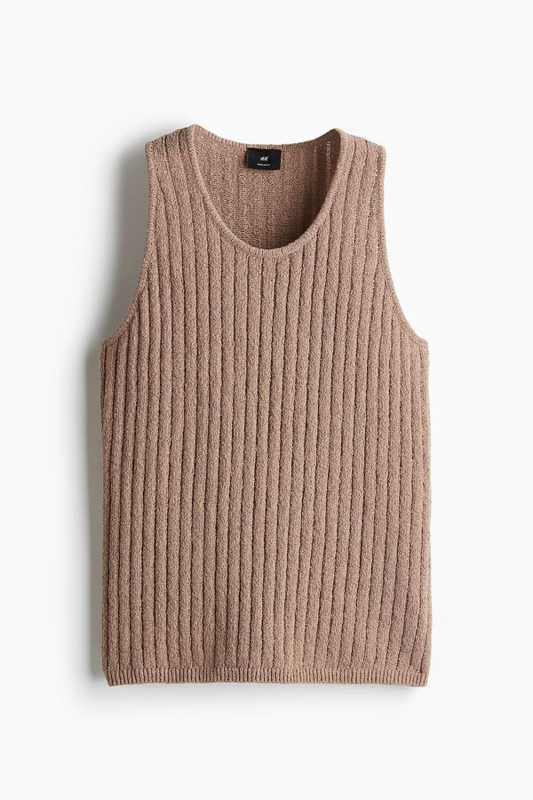 Camiseta sin mangas en punto de canalé Regular Fit