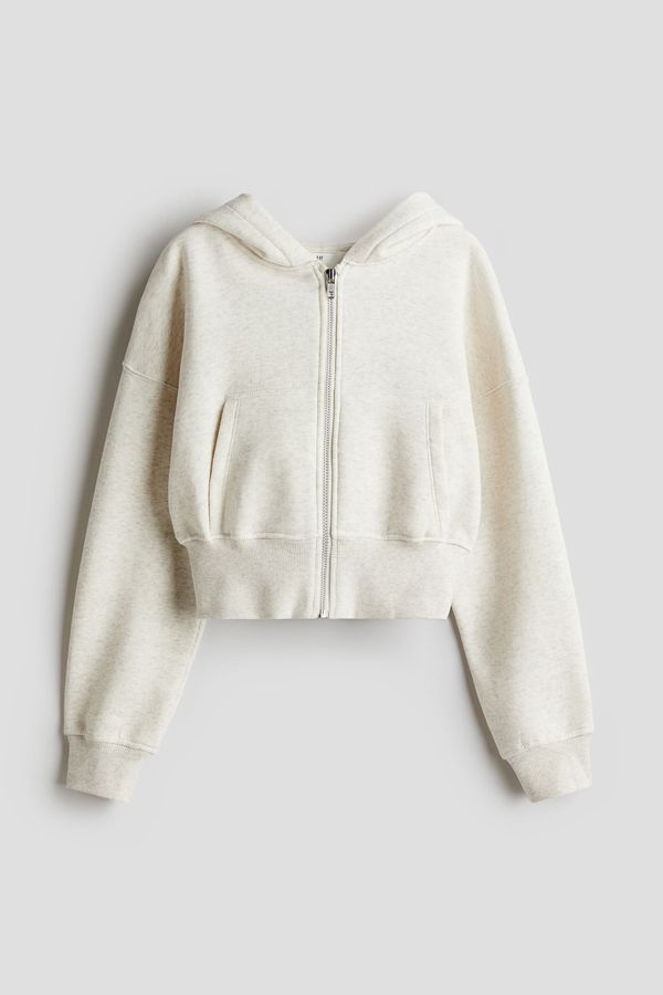 Chaqueta sudadera cropped con capucha y cremallera