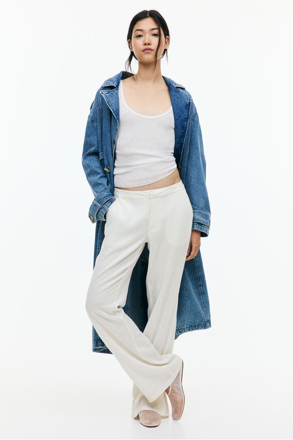Linen-blend tailored trousers