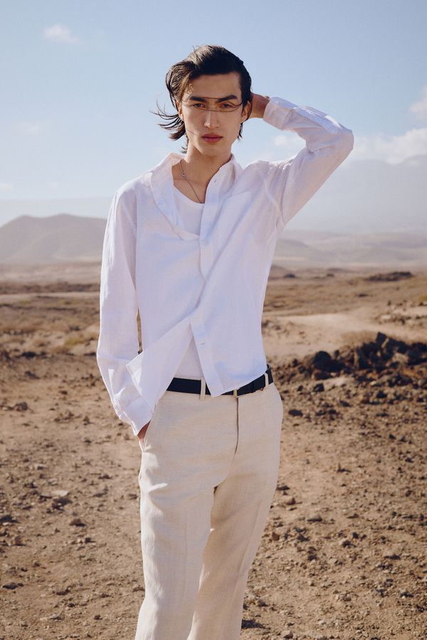 Camisa en mezcla de lino Regular Fit