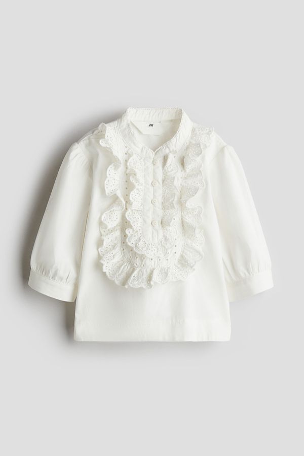 Blusa de volantes en popelina de algodón