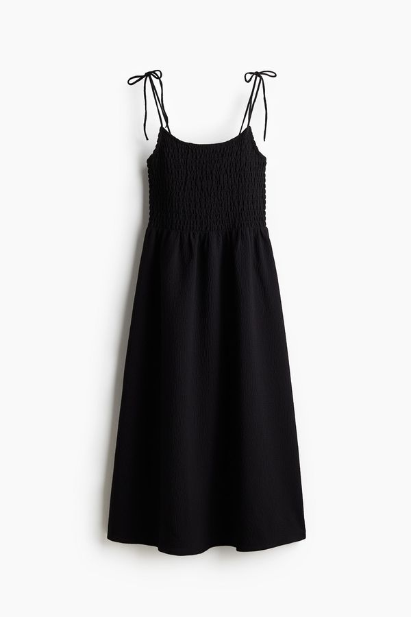 Vestido nido de abeja con tirantes de lazo
