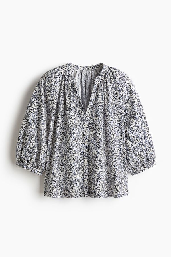 Blusa de popelina con mangas globo