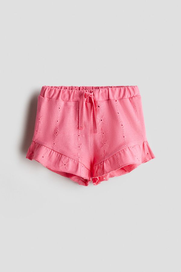 Pantalón corto de punto con bordado inglés