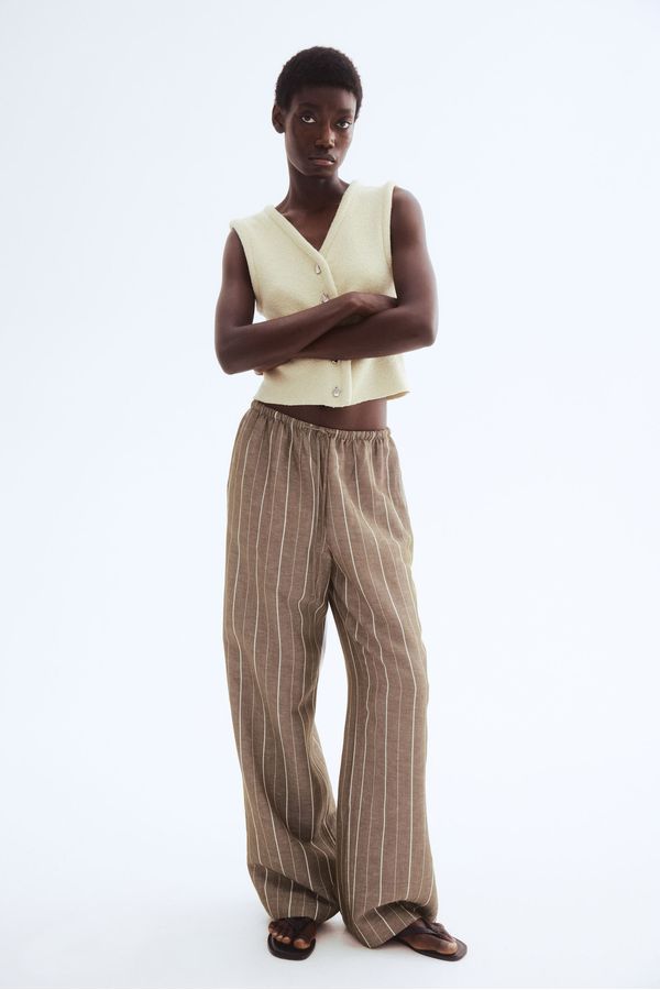 Pantalón recto en mezcla de lino