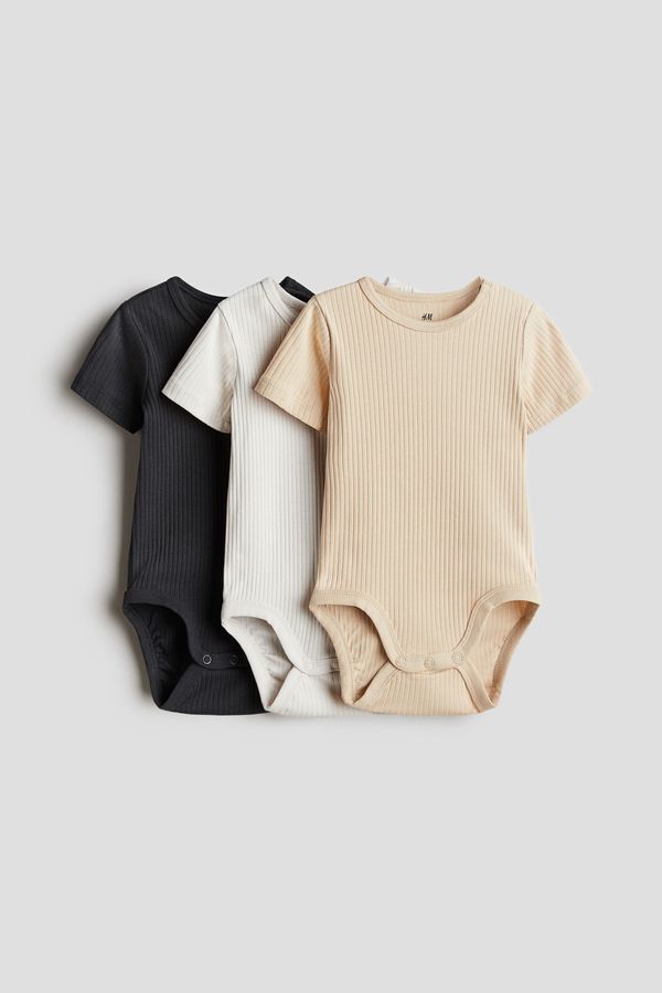 Pack de 3 bodies de algodón acanalado