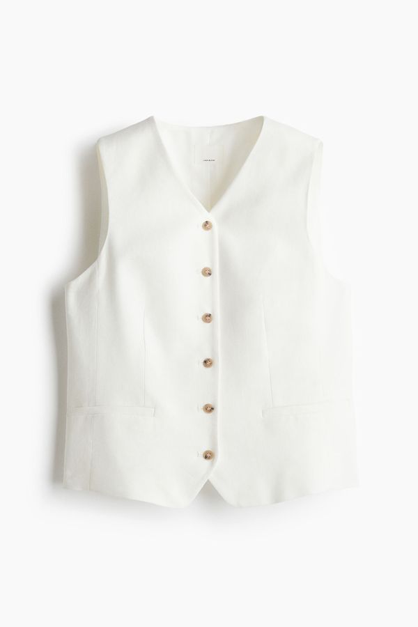 Chaleco de traje en mezcla lino