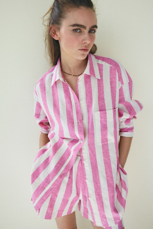 Camisa oversize en mezcla de lino