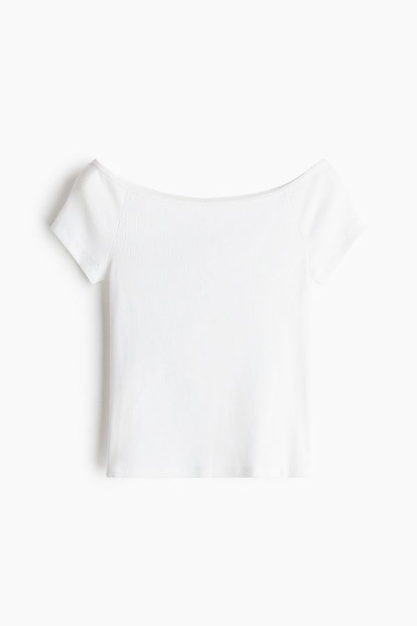 Top off-the-shoulder de canalé