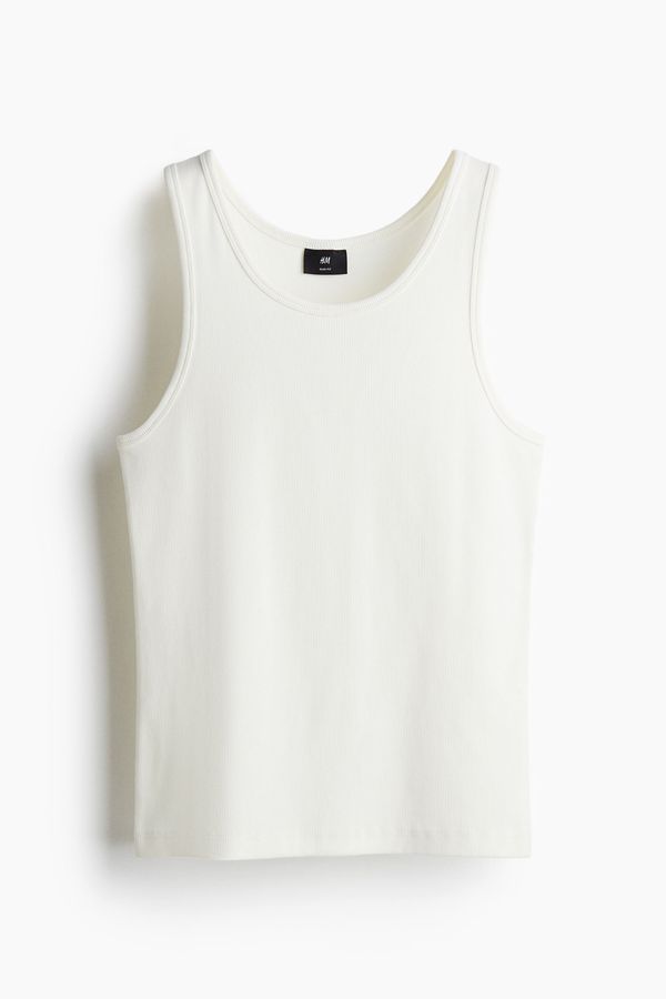 Camiseta sin mangas en canalé Slim Fit