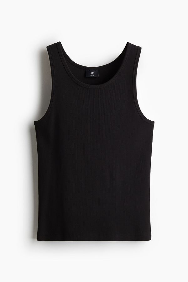 Camiseta sin mangas en canalé Slim Fit