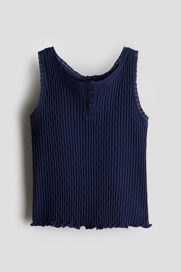 Camiseta sin mangas en pointelle de algodón