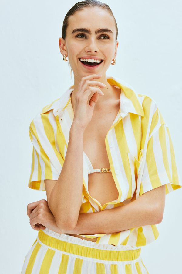 Camisa en mezcla de lino