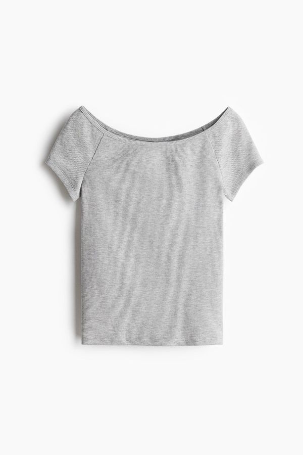 Top off-the-shoulder de canalé