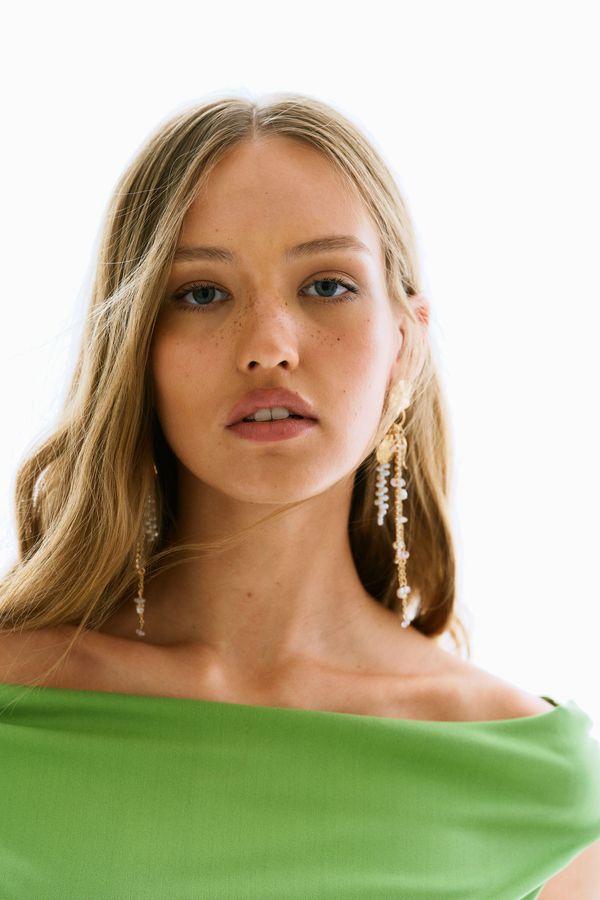 Top off-the-shoulder drapeado