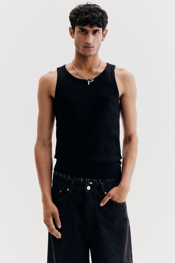 Camiseta sin mangas en canalé Slim Fit