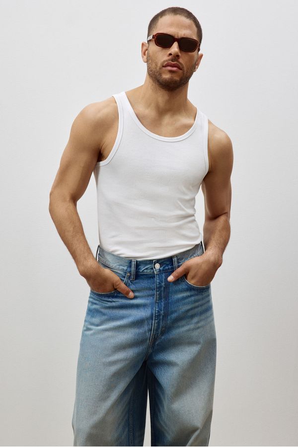 Camiseta sin mangas en canalé Slim Fit