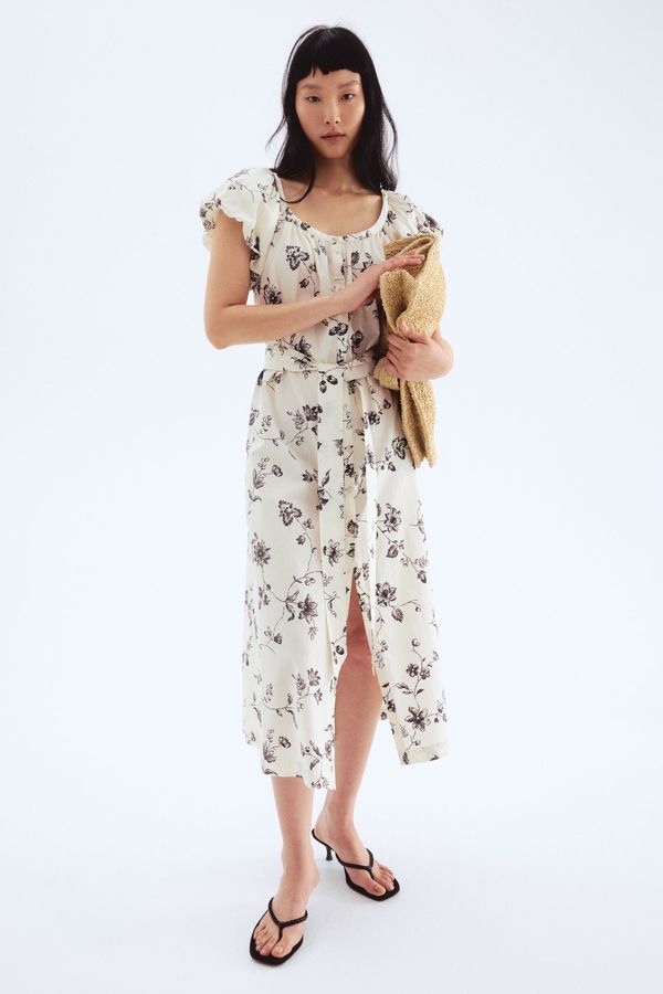 Vestido de popelina con manga puffy