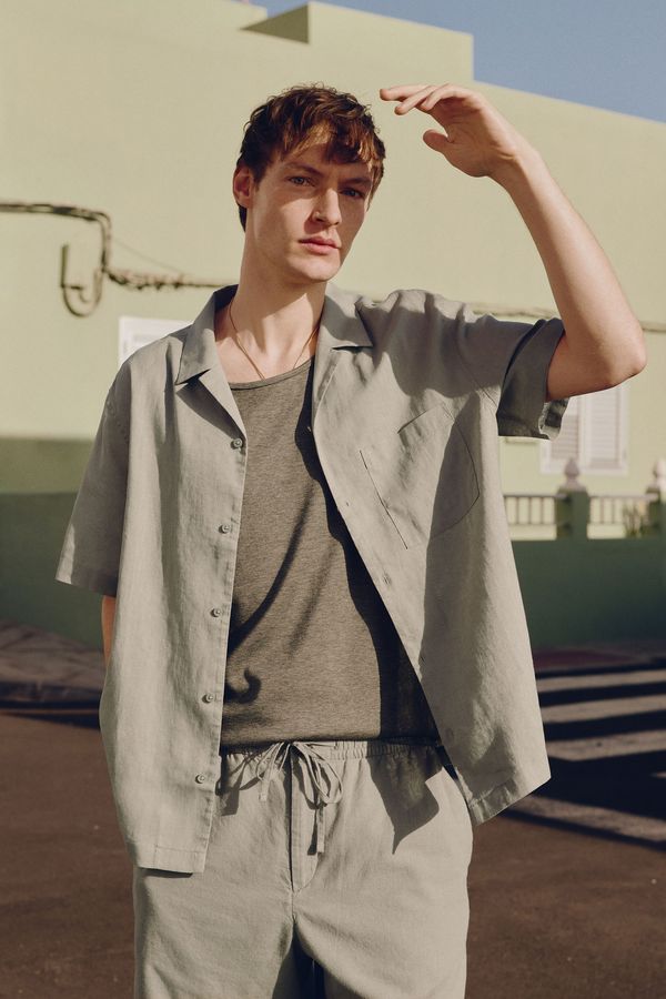 Camisa en mezcla de lino Regular Fit