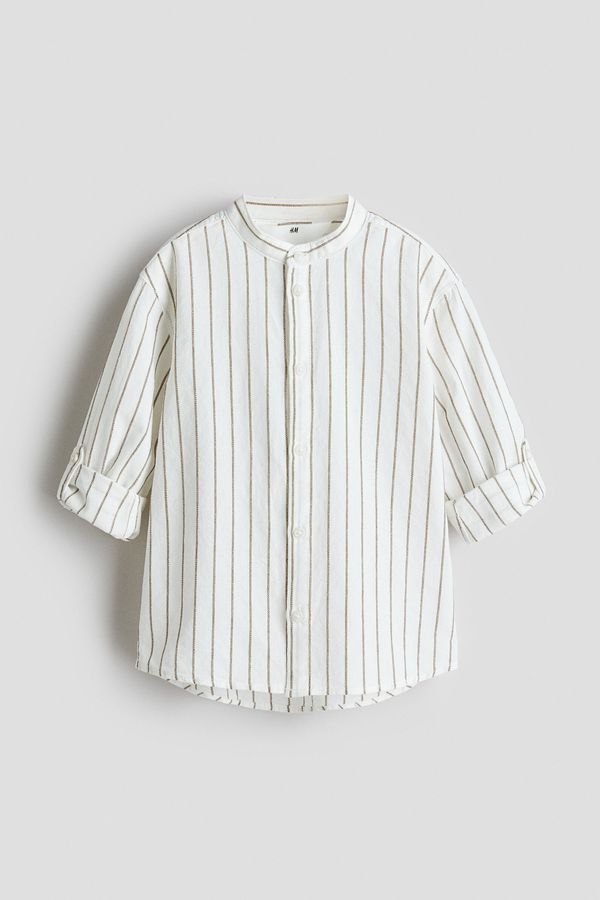 Camisa de algodón con cuello mao