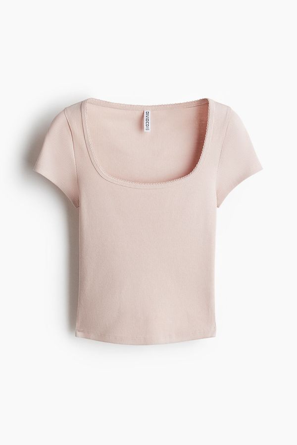 Camiseta de canalé con ribete de picot