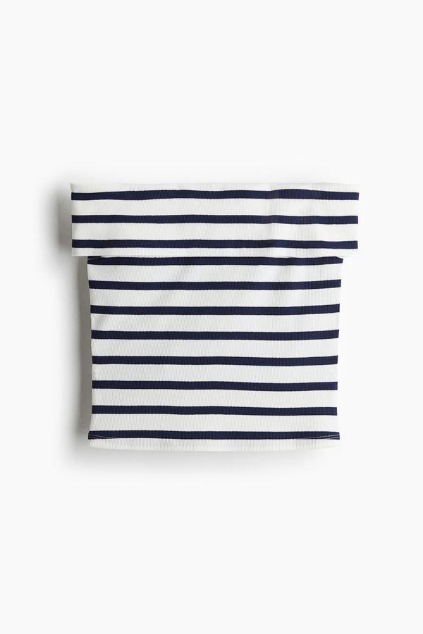 Top off-the-shoulder de canalé