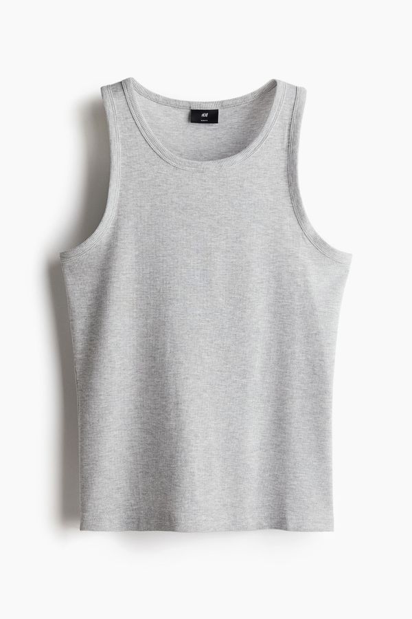 Camiseta sin mangas en canalé Slim Fit