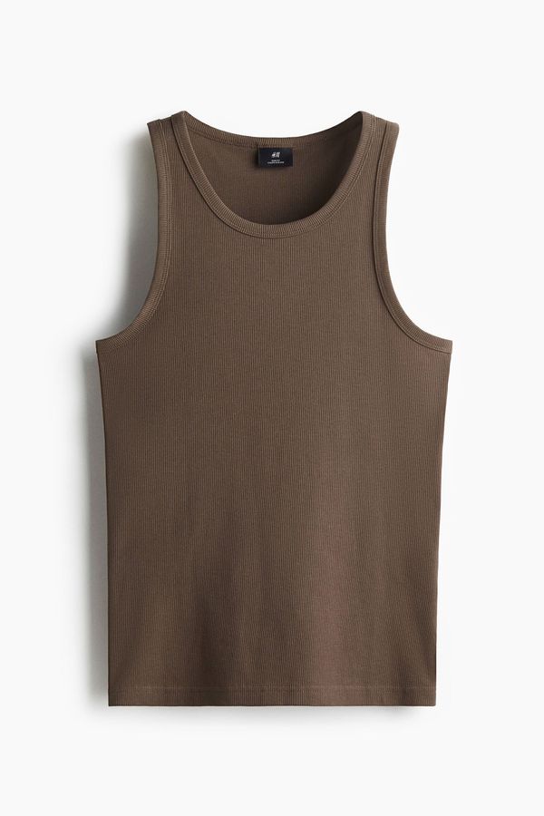 Camiseta sin mangas en canalé Slim Fit