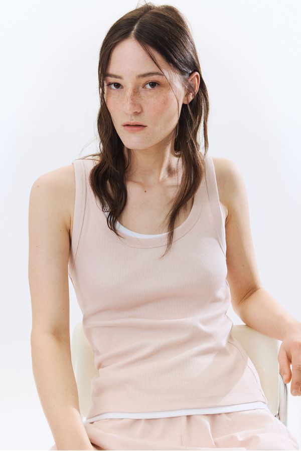 Camiseta sin mangas en canalé