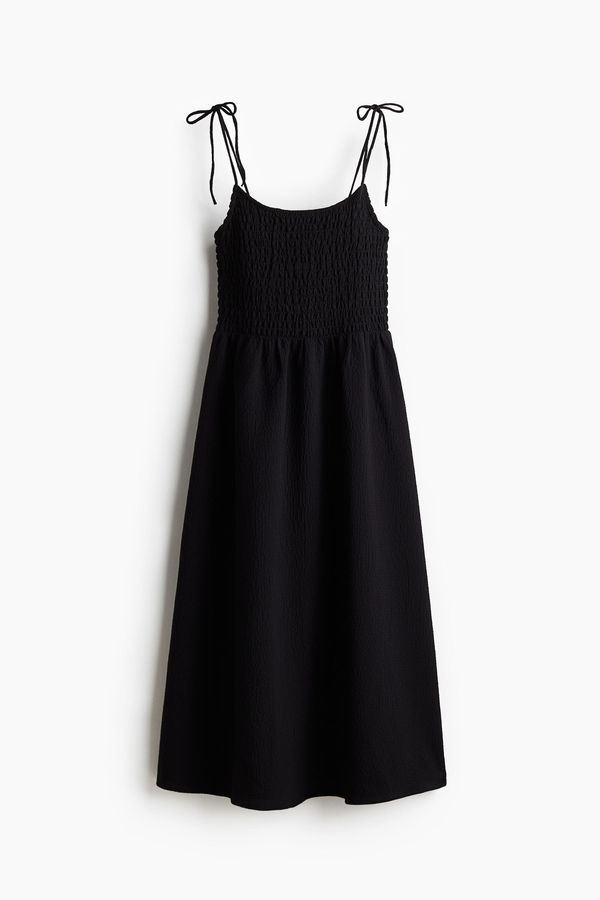 Vestido nido de abeja con tirantes de lazo