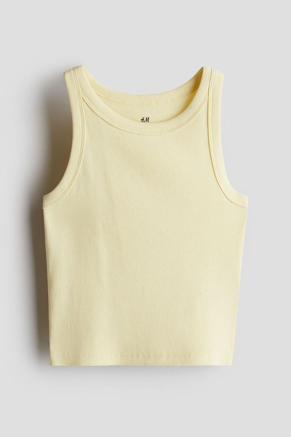 Camiseta sin mangas en canalé de algodón