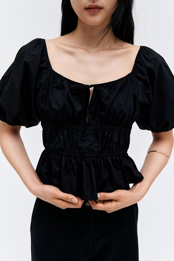 Blusa de popelina con manga puffy