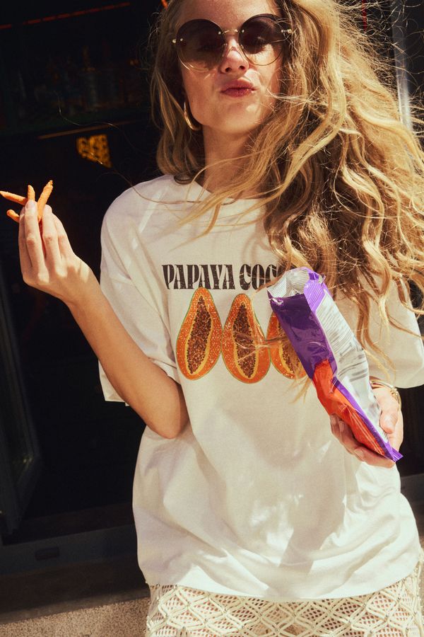 Camiseta oversize con motivo estampado