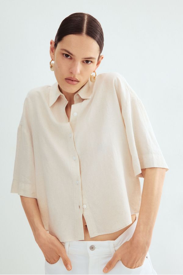 Camisa en mezcla de lino