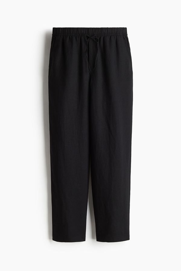 Pantalón en mezcla de lino con cordón de ajuste