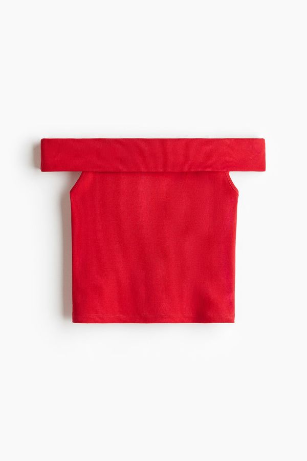 Top off-the-shoulder de canalé