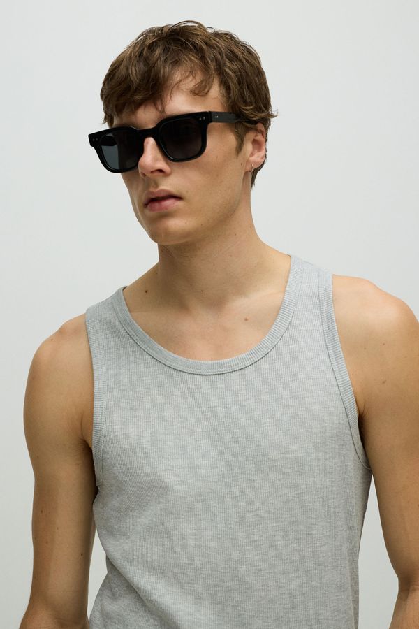 Camiseta sin mangas en canalé Slim Fit