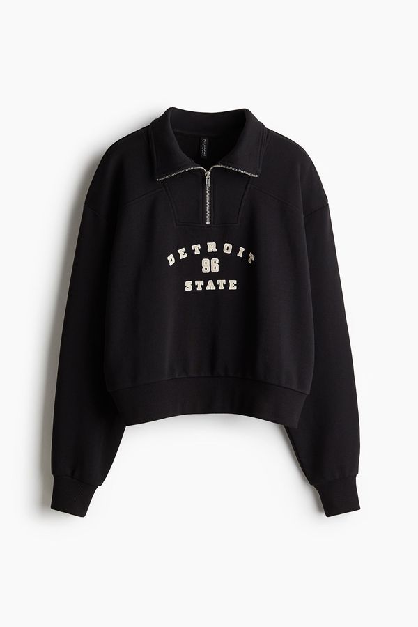 Sudadera con motivo y media cremallera