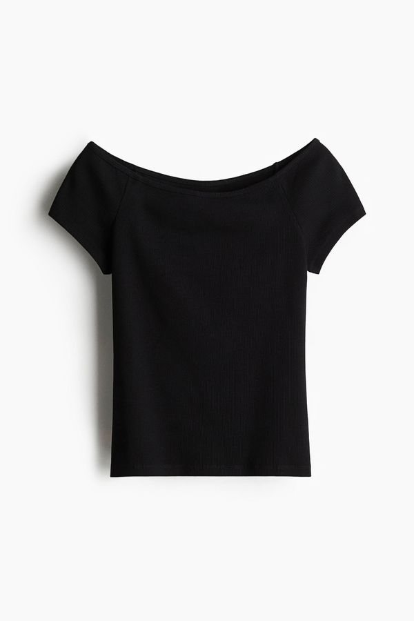Top off-the-shoulder de canalé