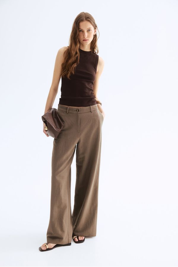 Pantalón amplio en mezcla de lino