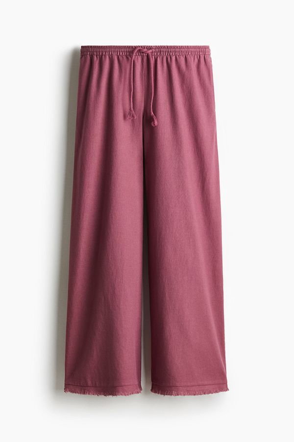 Pantalón en mezcla de lino con cordón de ajuste